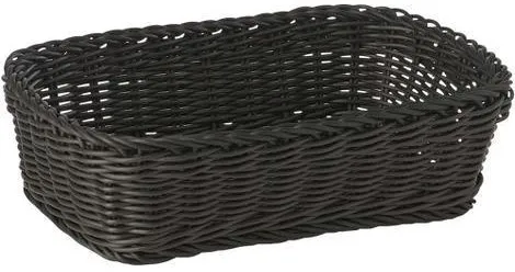 Brödkorg, rektangulär, svart plastflätning, 31x21xH9 cm
