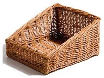 Brödkorg, rektangulär, handgjord brunt flät, 30x35x19 cm, front 9 cm