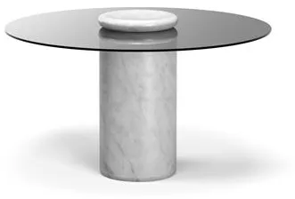 Karakter Castore Matbord Ø130 Bianco Carrara Marmor/Rökt Glas